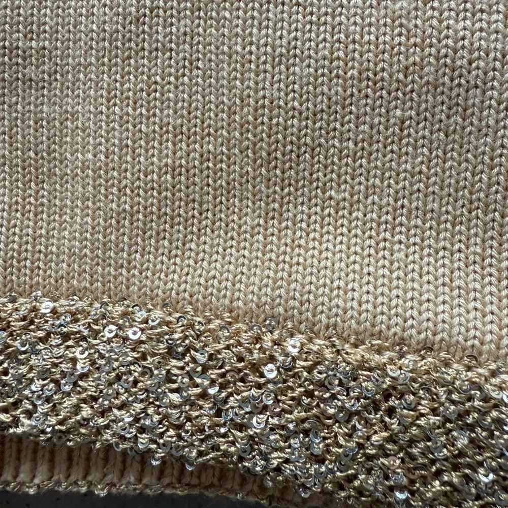 Miu Miu Beige and Gold Glitter Crop Top - Picture 3 of 6